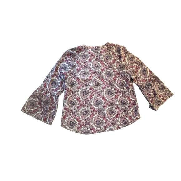 J. Crew Pink Paisley Bell Sleeve Blouse Size large - Picture 1 of 3